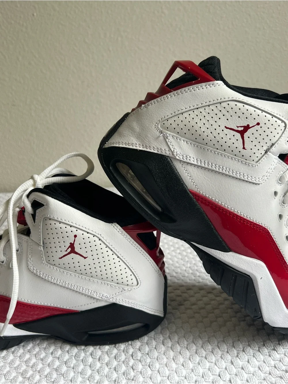 NWOT Nike Air Jordan Kids White and Red Patent Toe Sneakers